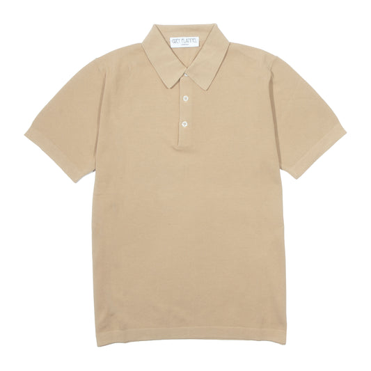 Beige Crepe Textured Polo S/S