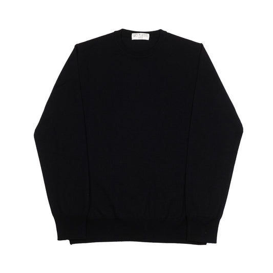 Black Wool Long Sleeve Crewneck Sweater