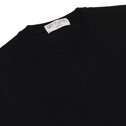 Black Wool Long Sleeve Crewneck Sweater