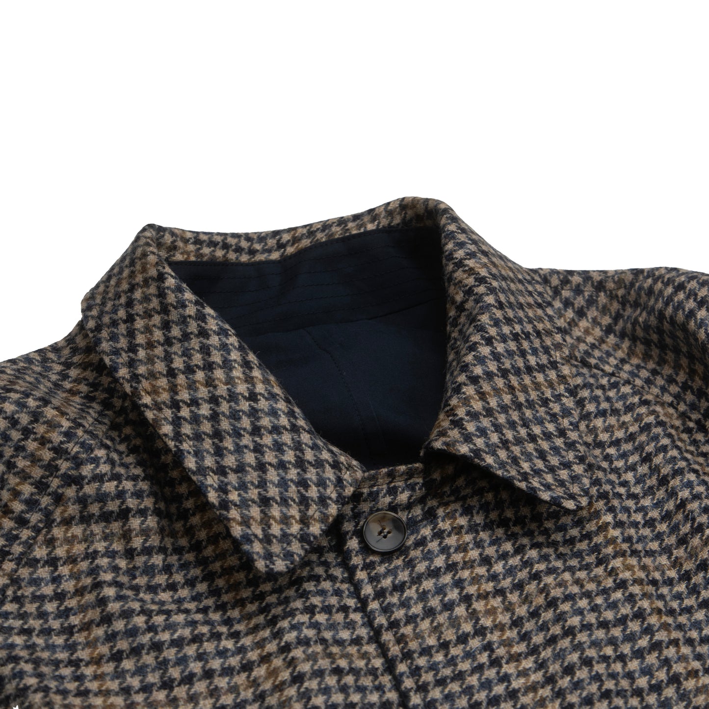 Navy Dogstooth Reversible Raglan Overcoat