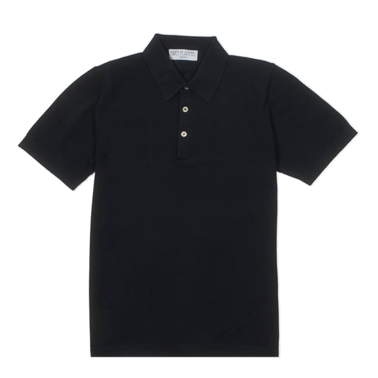 Navy Crepe Textured Polo S/S