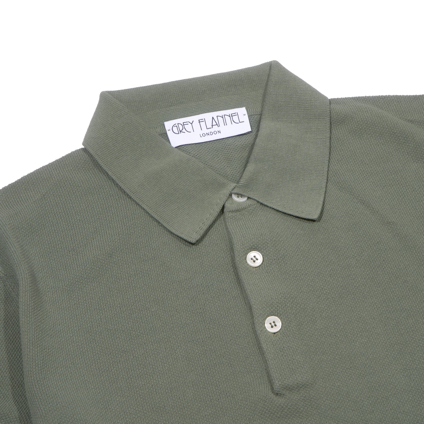 Olive Crepe Textured Polo S/S