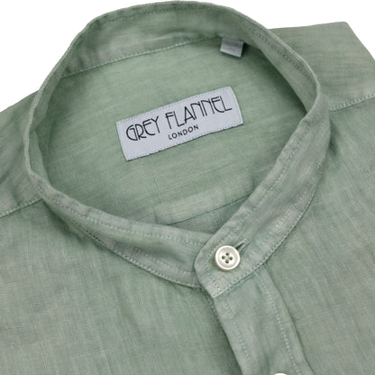 Grass Collarless Linen Shirt