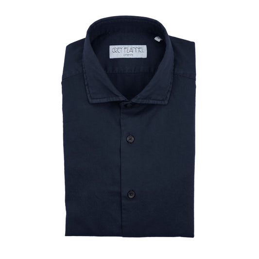 Navy Garment Dyed Twill Shirt