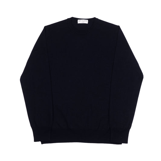 Navy Wool Long Sleeve Crewneck Sweater